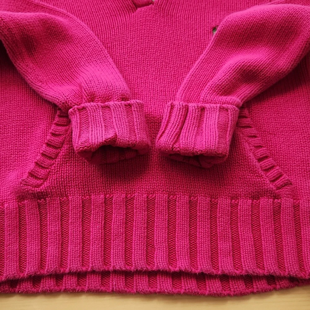 Vintage Ralph Lauren Hot Pink Girl's Neon Green Pony Turtleneck Sweater 4T